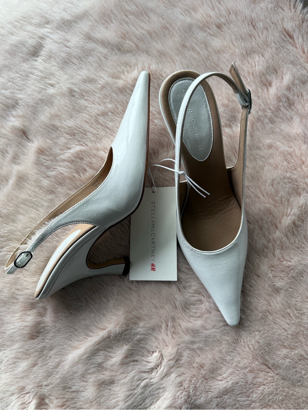 Stella McCartney White Pointed Slingback Heels